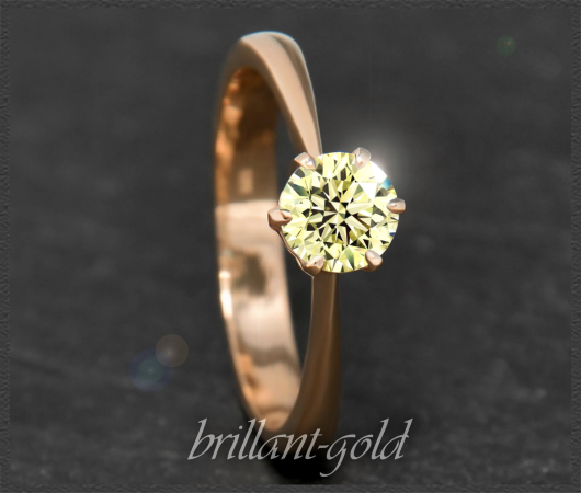 Brillant Ring 585 Gold; 0,72ct, zart gelb & Si1